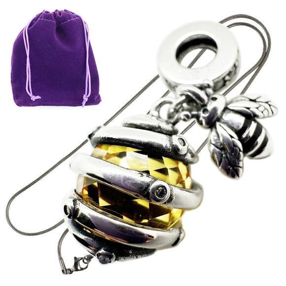 Bee and Hive Necklace - Bumblebee or Honeybee Charm Pendant - Picture 1 of 6